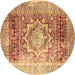 Round Persian Brown Traditional Rug, tr330brn