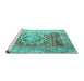 Sideview of Machine Washable Persian Turquoise Traditional Area Rugs, wshtr330turq