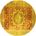 Round Persian Yellow Traditional Rug, tr330yw