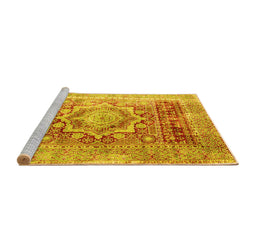 Sideview of Machine Washable Persian Yellow Traditional Rug, wshtr330yw
