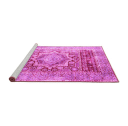 Sideview of Machine Washable Persian Pink Traditional Rug, wshtr330pnk