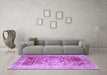 Machine Washable Persian Purple Traditional Area Rugs in a Living Room, wshtr330pur