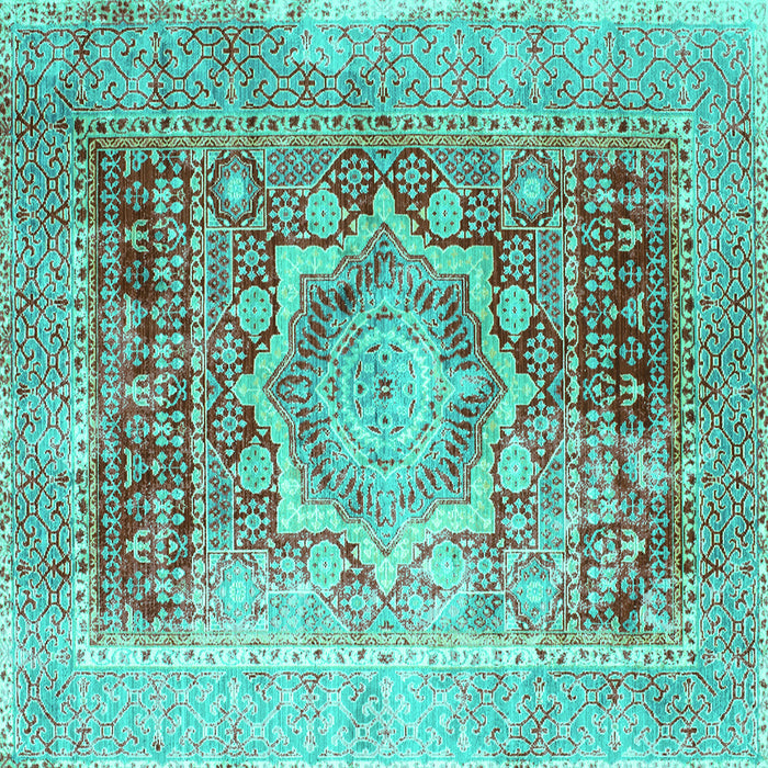 Square Machine Washable Persian Turquoise Traditional Area Rugs, wshtr330turq