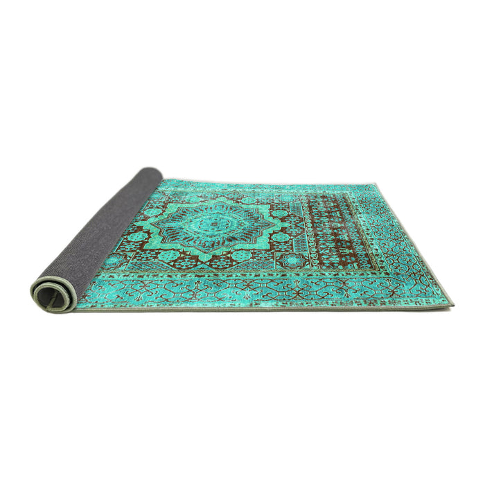 Sideview of Persian Turquoise Traditional Rug, tr330turq