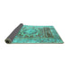 Sideview of Persian Turquoise Traditional Rug, tr330turq