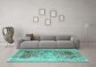 Machine Washable Persian Turquoise Traditional Area Rugs in a Living Room,, wshtr330turq