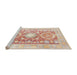 Sideview of Machine Washable Traditional Sunrise Orange Rug, wshtr331