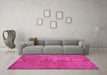 Machine Washable Persian Pink Traditional Rug in a Living Room, wshtr3310pnk