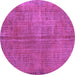 Round Persian Purple Traditional Rug, tr3310pur
