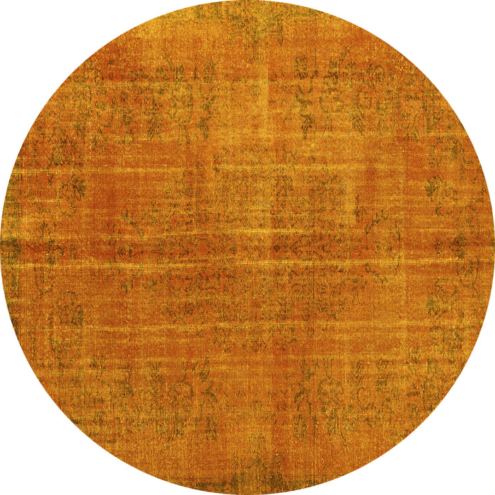 Round Persian Yellow Traditional Rug, tr3310yw