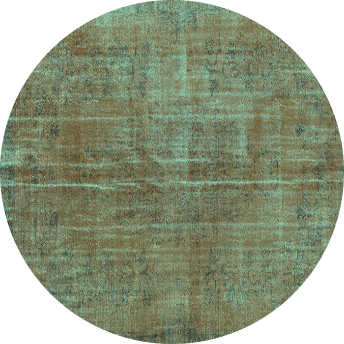 Round Persian Turquoise Traditional Rug, tr3310turq