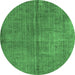 Round Persian Emerald Green Traditional Rug, tr3310emgrn