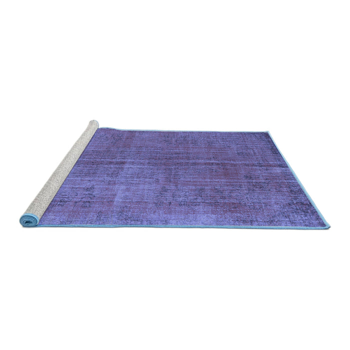 Sideview of Machine Washable Persian Blue Traditional Rug, wshtr3310blu