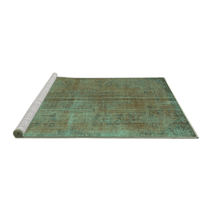 Sideview of Machine Washable Persian Turquoise Traditional Area Rugs, wshtr3310turq