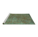 Sideview of Machine Washable Persian Turquoise Traditional Area Rugs, wshtr3310turq