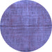 Round Persian Blue Traditional Rug, tr3310blu