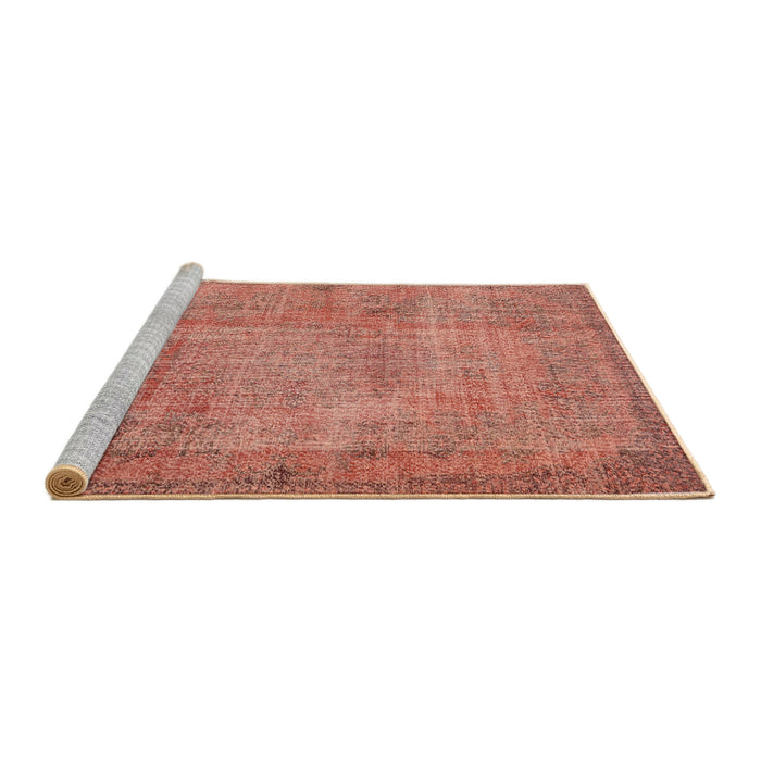 Sideview of Machine Washable Traditional Salmon Pink Rug, wshtr3311
