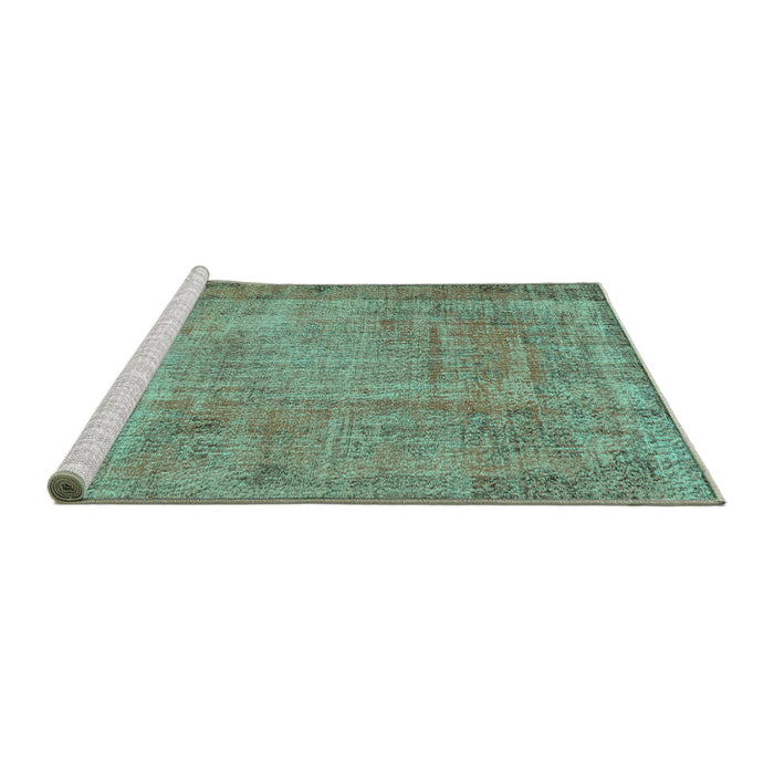 Sideview of Machine Washable Persian Turquoise Traditional Area Rugs, wshtr3311turq