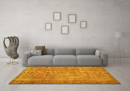 Machine Washable Persian Yellow Traditional Rug in a Living Room, wshtr3311yw