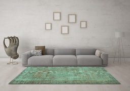 Machine Washable Persian Turquoise Traditional Area Rugs in a Living Room,, wshtr3311turq