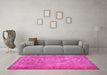 Machine Washable Persian Pink Traditional Rug in a Living Room, wshtr3311pnk