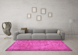 Machine Washable Persian Pink Traditional Rug in a Living Room, wshtr3311pnk