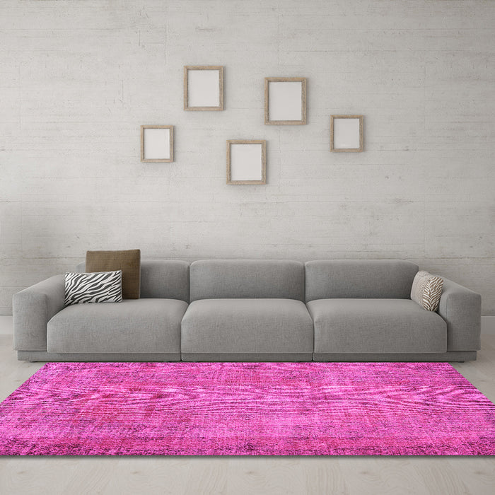 Machine Washable Persian Pink Traditional Rug in a Living Room, wshtr3311pnk