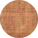 Round Persian Brown Traditional Rug, tr3311brn