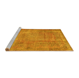 Sideview of Machine Washable Persian Yellow Traditional Rug, wshtr3311yw