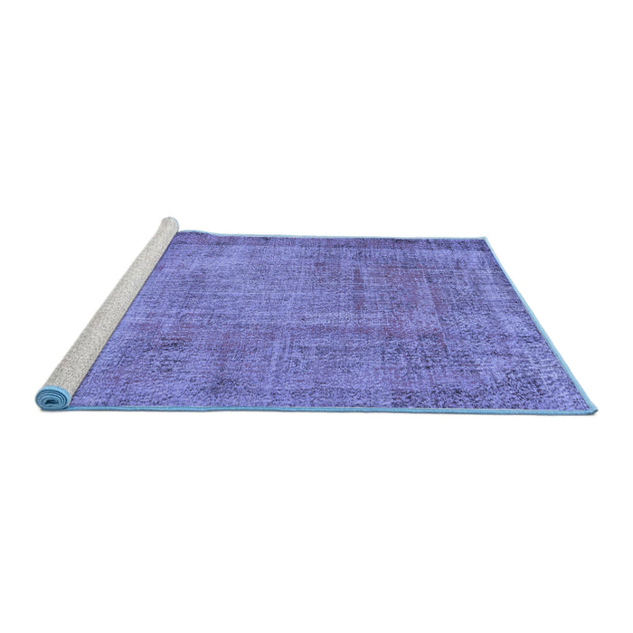 Sideview of Machine Washable Persian Blue Traditional Rug, wshtr3311blu