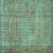 Square Persian Turquoise Traditional Rug, tr3311turq