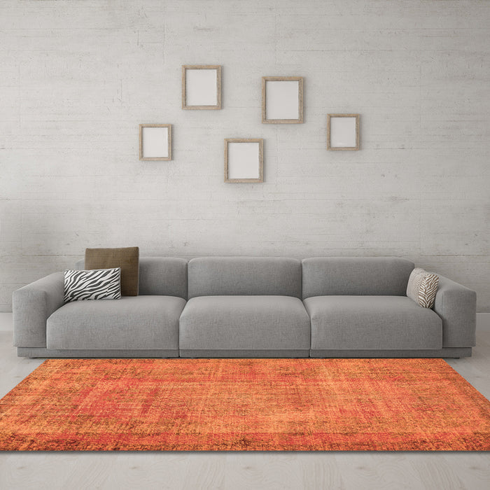 Machine Washable Persian Orange Traditional Area Rugs in a Living Room, wshtr3311org