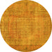 Round Persian Yellow Traditional Rug, tr3311yw