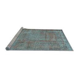 Sideview of Machine Washable Persian Light Blue Traditional Rug, wshtr3311lblu