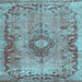 Square Medallion Light Blue Traditional Rug, tr3312lblu