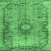 Square Machine Washable Medallion Emerald Green Traditional Area Rugs, wshtr3312emgrn