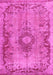 Machine Washable Medallion Pink Traditional Rug, wshtr3312pnk