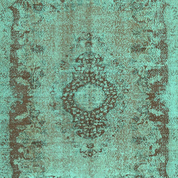 Machine Washable Medallion Turquoise Traditional Area Rugs, wshtr3312turq