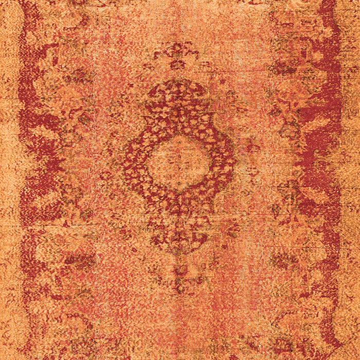 Serging Thickness of Machine Washable Medallion Orange Traditional Area Rugs, wshtr3312org