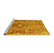 Sideview of Machine Washable Medallion Yellow Traditional Rug, wshtr3312yw