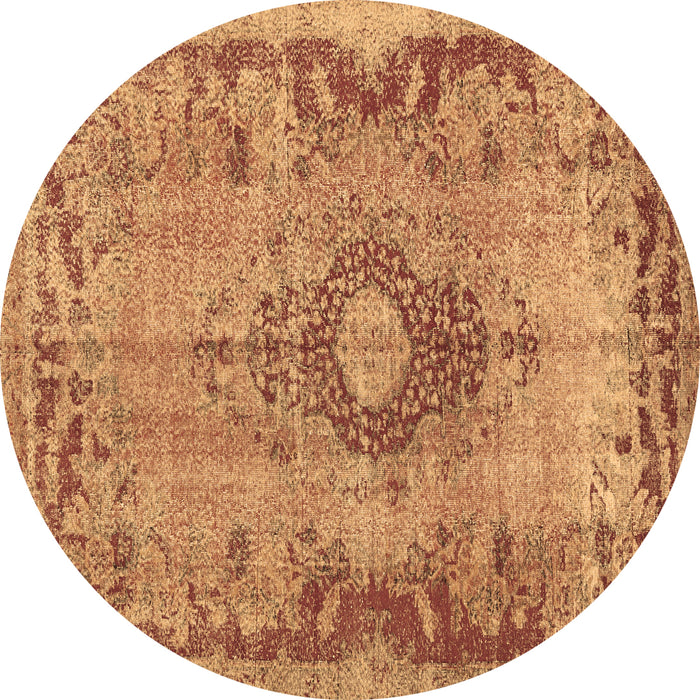Round Medallion Brown Traditional Rug, tr3312brn