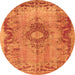 Square Medallion Orange Traditional Rug, tr3312org