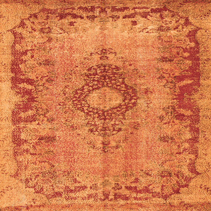 Serging Thickness of Medallion Orange Traditional Rug, tr3312org