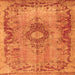 Serging Thickness of Medallion Orange Traditional Rug, tr3312org