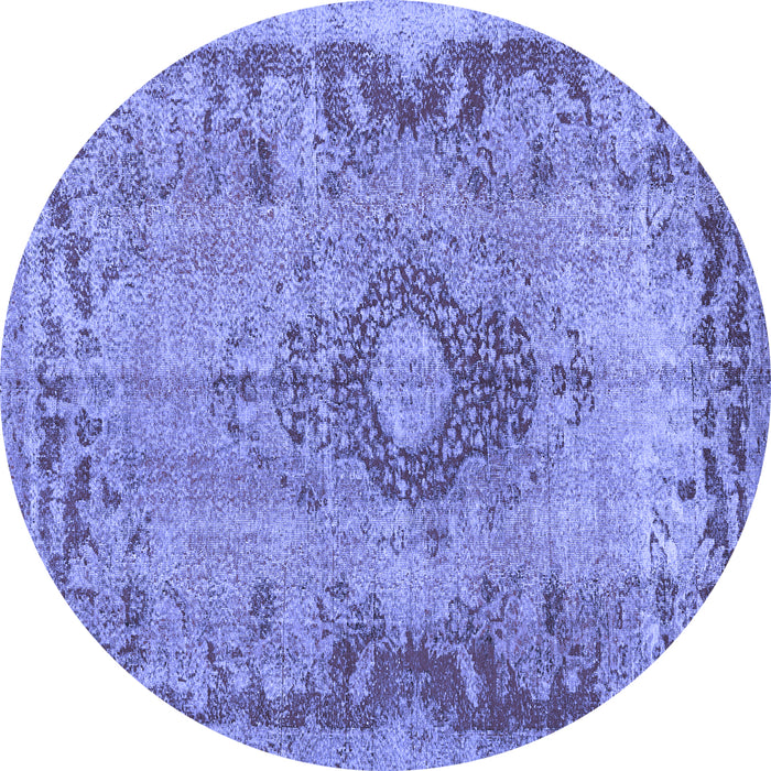 Round Medallion Blue Traditional Rug, tr3312blu