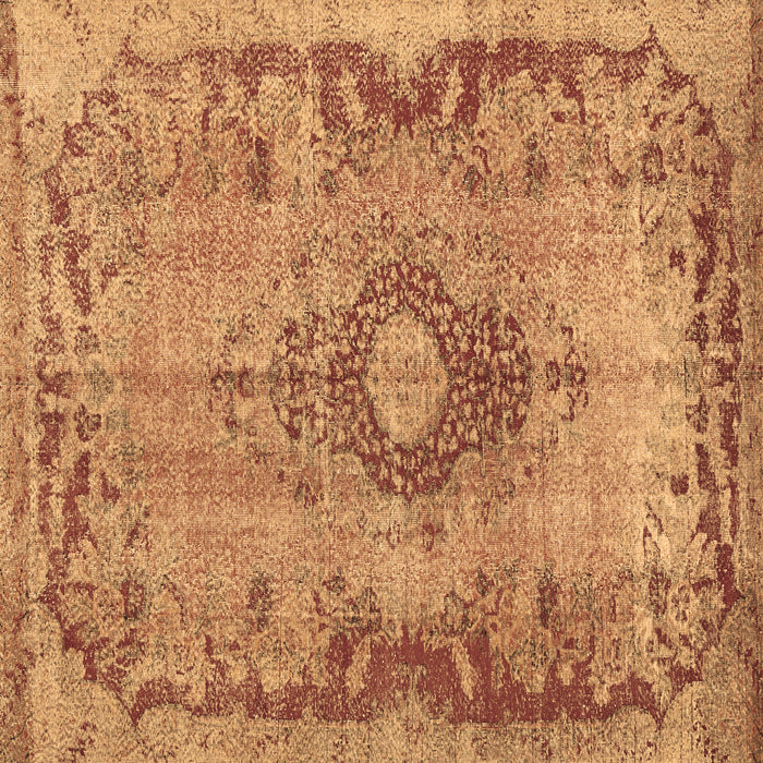 Square Machine Washable Medallion Brown Traditional Rug, wshtr3312brn