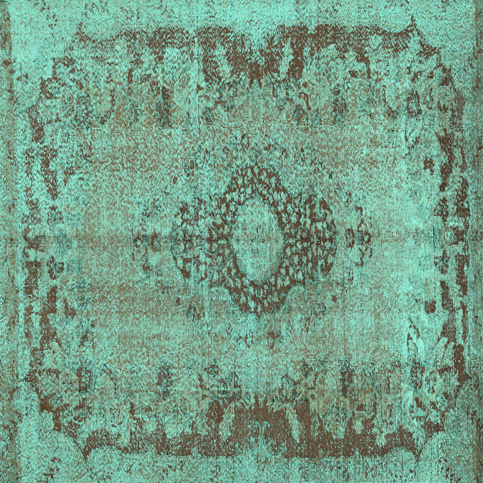 Square Medallion Turquoise Traditional Rug, tr3312turq