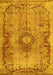 Machine Washable Medallion Yellow Traditional Rug, wshtr3312yw