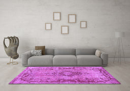 Machine Washable Medallion Purple Traditional Area Rugs in a Living Room, wshtr3312pur