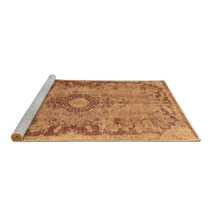 Sideview of Machine Washable Medallion Brown Traditional Rug, wshtr3312brn